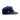 The Cal deep navy snapback with grey suede brim, front view.