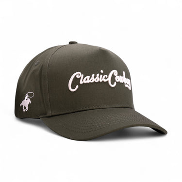 Classic Cowboy The Evergreen forest green western cap, front view.