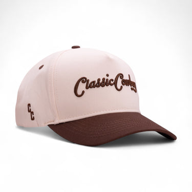Classic Cowboy The Kittle off-white western snapback with brown brim and raised script embroidery.