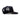 The Outpost all-black trucker hat with breathable mesh back, side view.