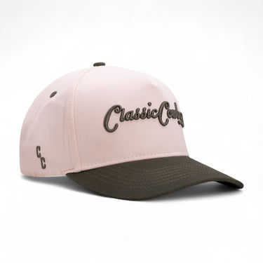 Classic Cowboy The Pine off-white western snapback with forest green embroidery and bill.