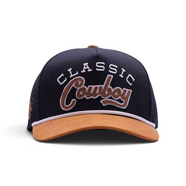 Classic Cowboy The Bandera roper hat, close-up front view of embroidery.