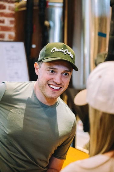 The Evergreen cap by Classic Cowboy, angled view.