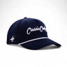 Classic Cowboy The Home Team navy corduroy western cap with white rope and cowboy logo.