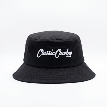 Classic Cowboy western bucket hat with embroidery, side view.