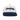 Classic Cowboy The Magnolia white and navy corduroy snapback with navy script embroidery, front view.